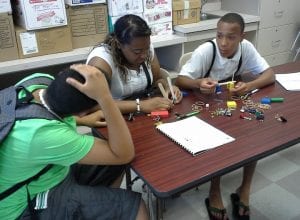 group at Windham Middle School works on trebuchet